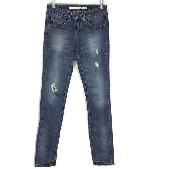 Topshop Moto Baxter Distressed Slim Straight Jean - Picture 1 of 6